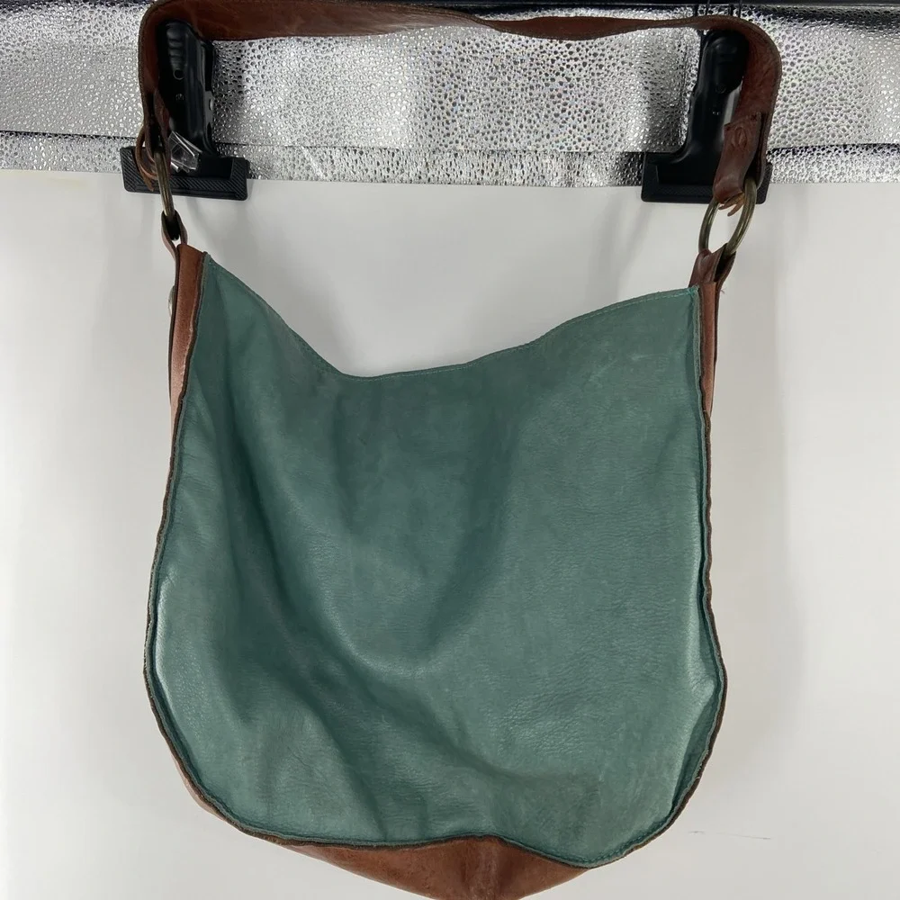 Vintage MCFADIN Brown Leather Bag with Swarovski Crystal Fleur-De-Lis